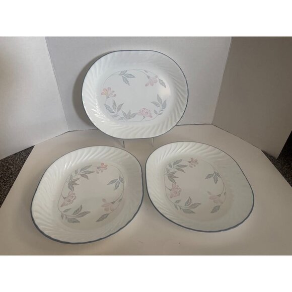 CORELLE Pink Trio Oval Serving Platters Set of 3 - 12” X 10” Corning Ware USA - Picture 1 of 5